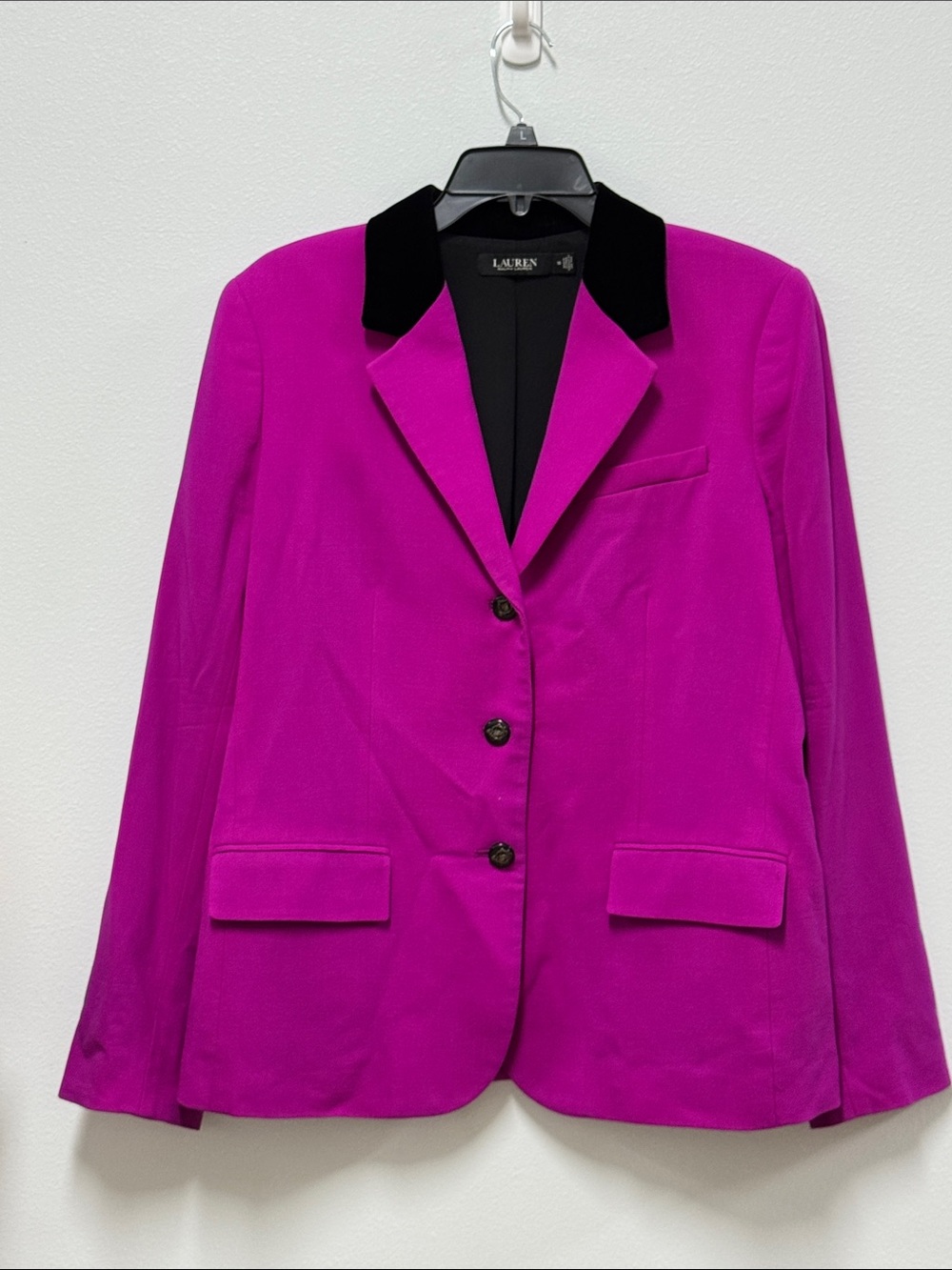 Lauren Ralph Lauren Bright Magenta Blazer with Black Velvet Collar